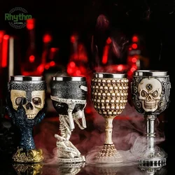 50 Type Creative Skull Series Cup Resin Beer Mug 3D Cocktail Goblet 304 Stainless Steel Viking Wine Glass Tumbler Bar Decoration