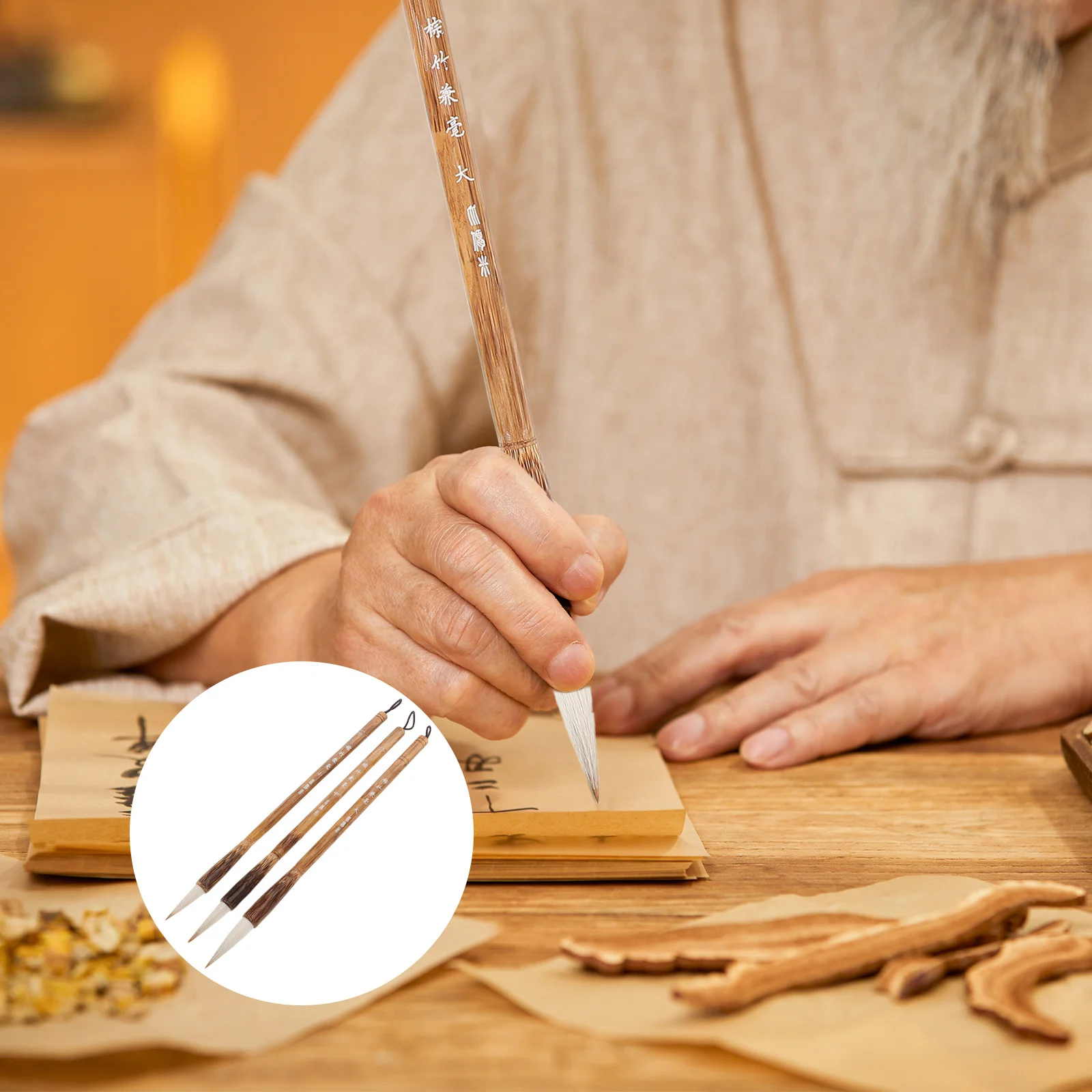 

3Pcs Calligraphy Brush Set for Beginners Chinese Ink Maobi Traditional Painting Writing Drawing Practicing Watercolor Art