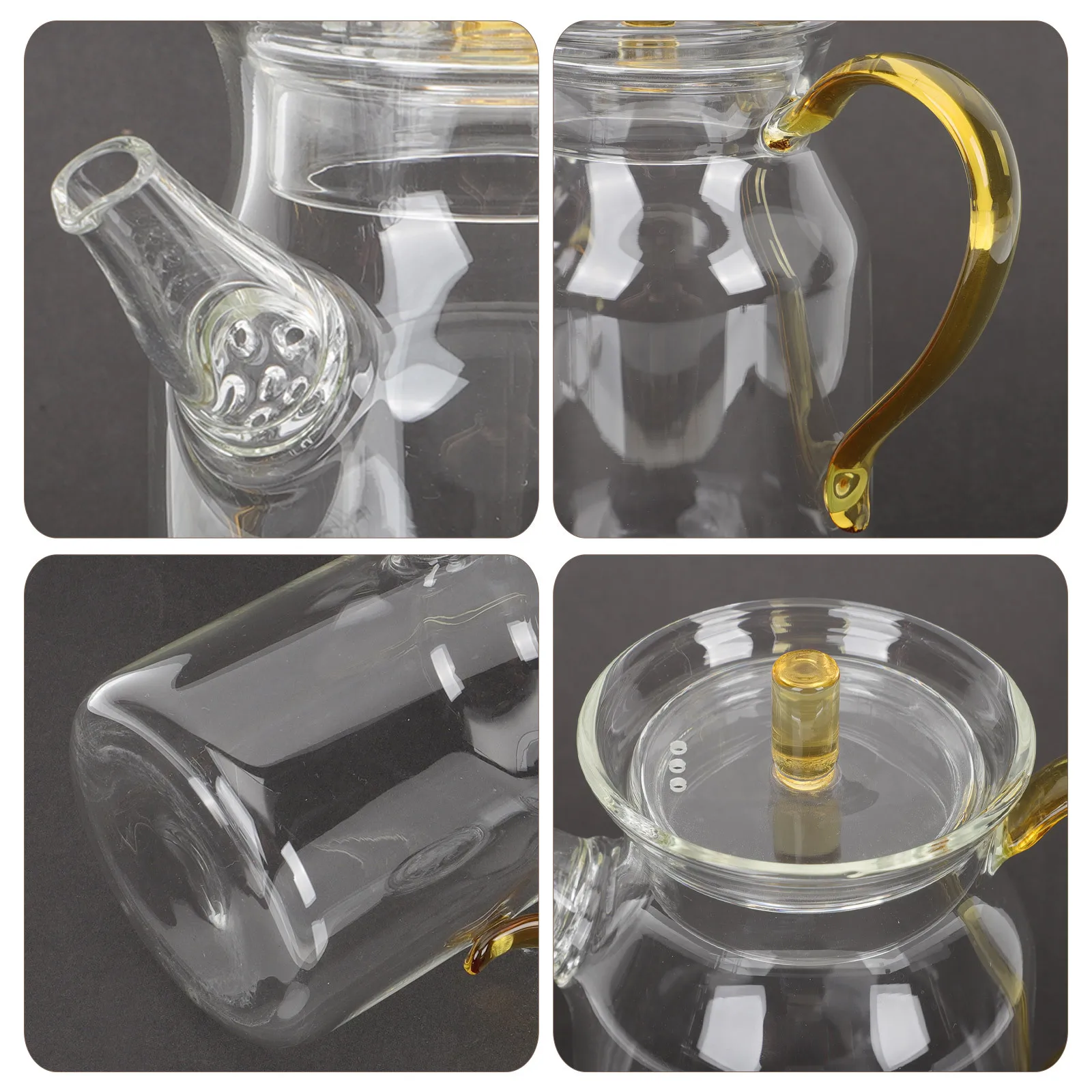

Portable Glass Teapot 300Ml Heat Resistant Handheld Flower Tea Kettle Office Loose Leaf Infuser Clear Glass Tea Pot