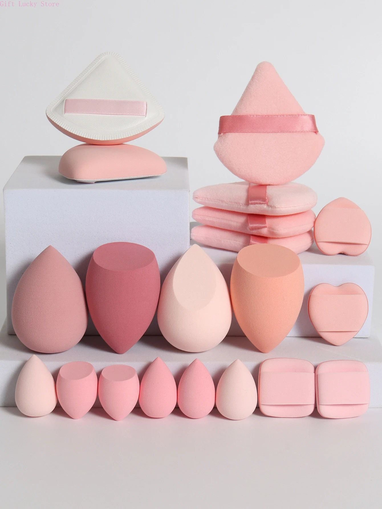 12-20 Pcs Pink Makeup Sponge and Makeup Puff Set Suitable for Face Cream and Powder Concealer Powder Makeup Machine