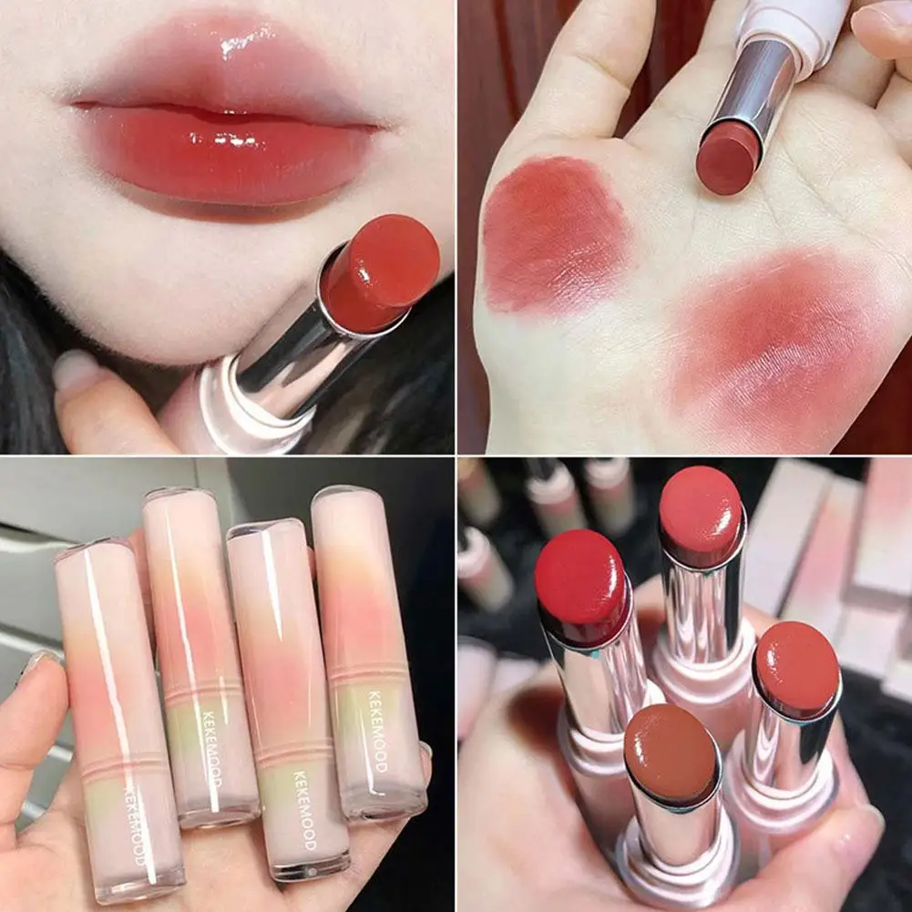 6 colori Jelly Lipstick specchio idratante Water Light Solid Lip Gloss Glass Tea Red Brown Lip Glaze Tint Makeup Cosmetics