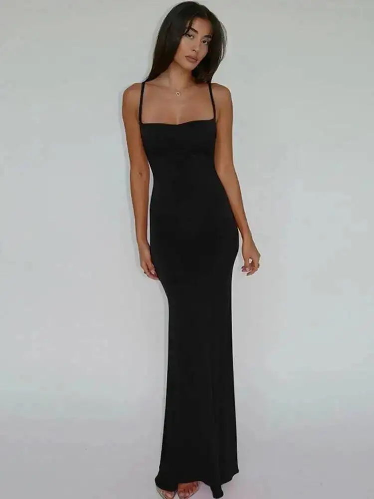 Primavera solido senza maniche backless elegante sexy aderente Y2K maxi abito da ballo abiti da donna festa di compleanno casual Y2K