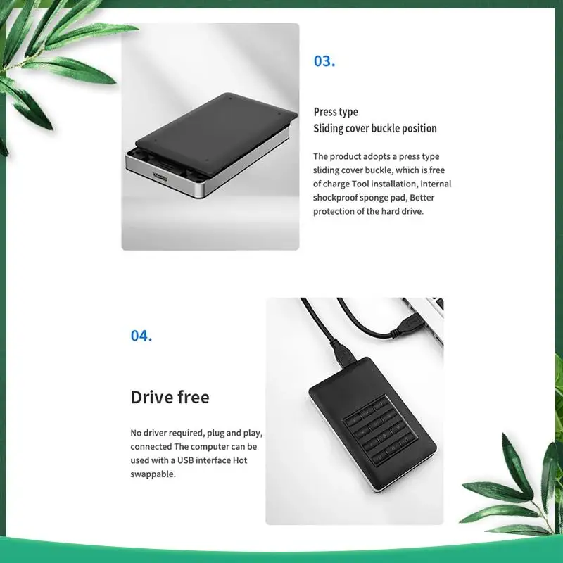 (NEW) M.2 MSATA Hardware Encryption Hard Disk Box USB3.0 Full Disk Encryptiontool Hard Disk Box 2.5