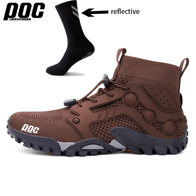 LairschDan Poc-Chaussures de vélo de motocross respirantes pour hommes, équipement de cyclisme, chaussures de VTT, bottes de vélo de montagne, planchers pe encouncher Uomo