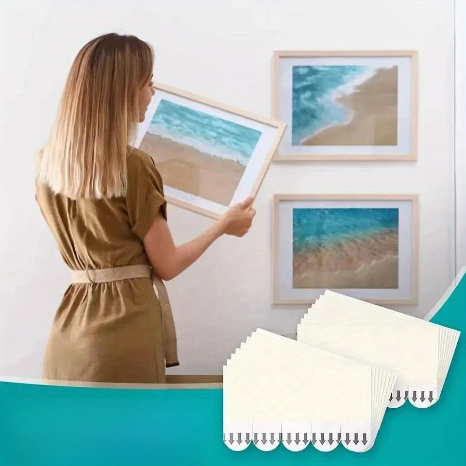 12 Pairs DIY Maigics Frame Stick Hooks Damage Free Picture&Frame Handling Strips Tape For Home Picture Photo Display Wall Decor