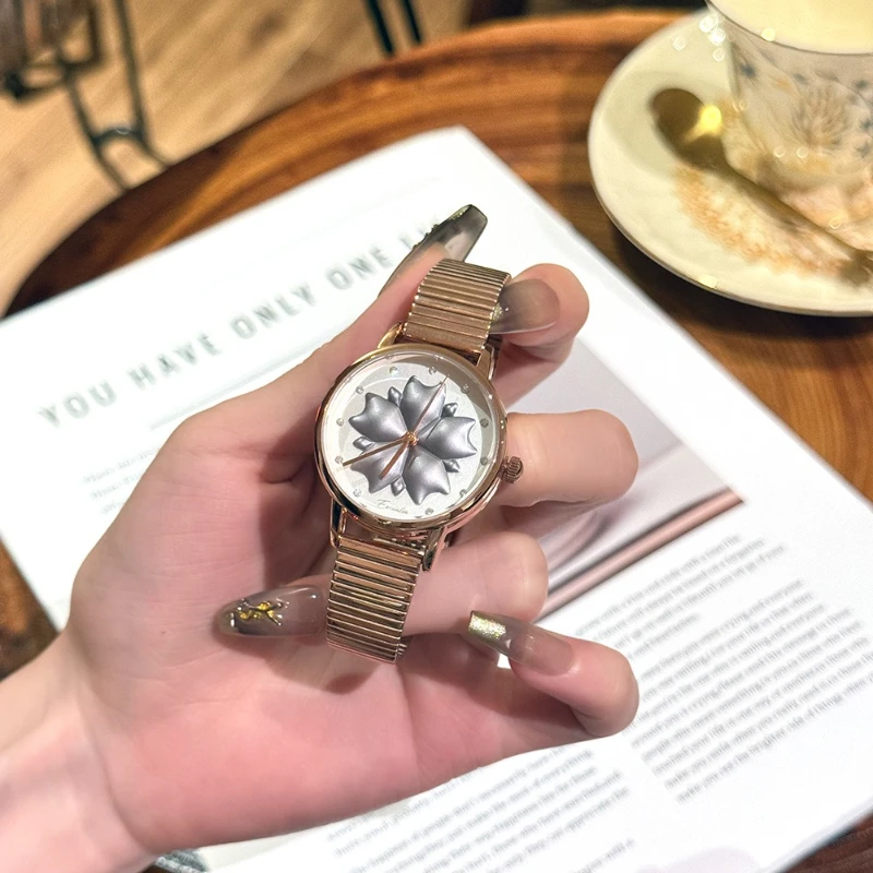 New fashion niche light luxury women's waterproof watch simple trend steel belt casual quartz watch birthday gift