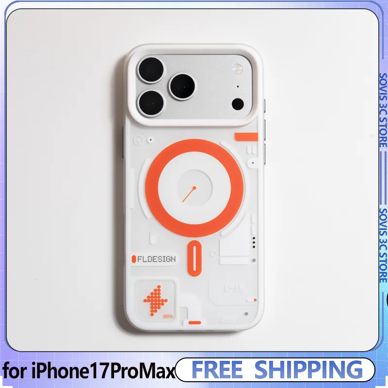 

Original Tech Style Dual-layer IMD Magnetic Phone Case Anti-drop Phone Cover for Iphone 17ProMax Mobile Phone Accessories