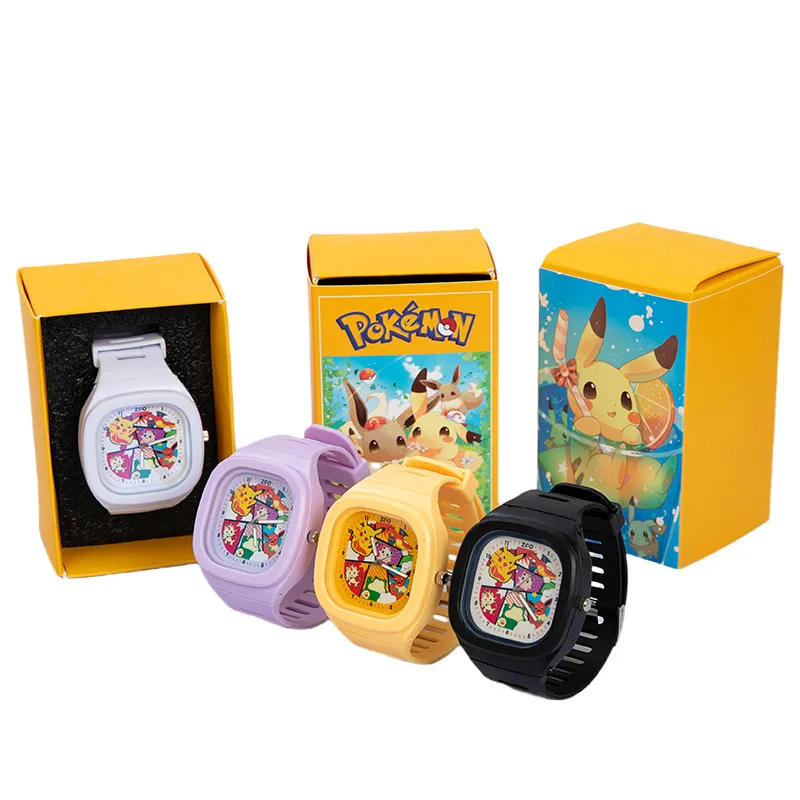 

Pocket Monster Watch Anime Pikachu Cartoon Children's Quality Cute Square Watch Gift Box Series Children's Gifts