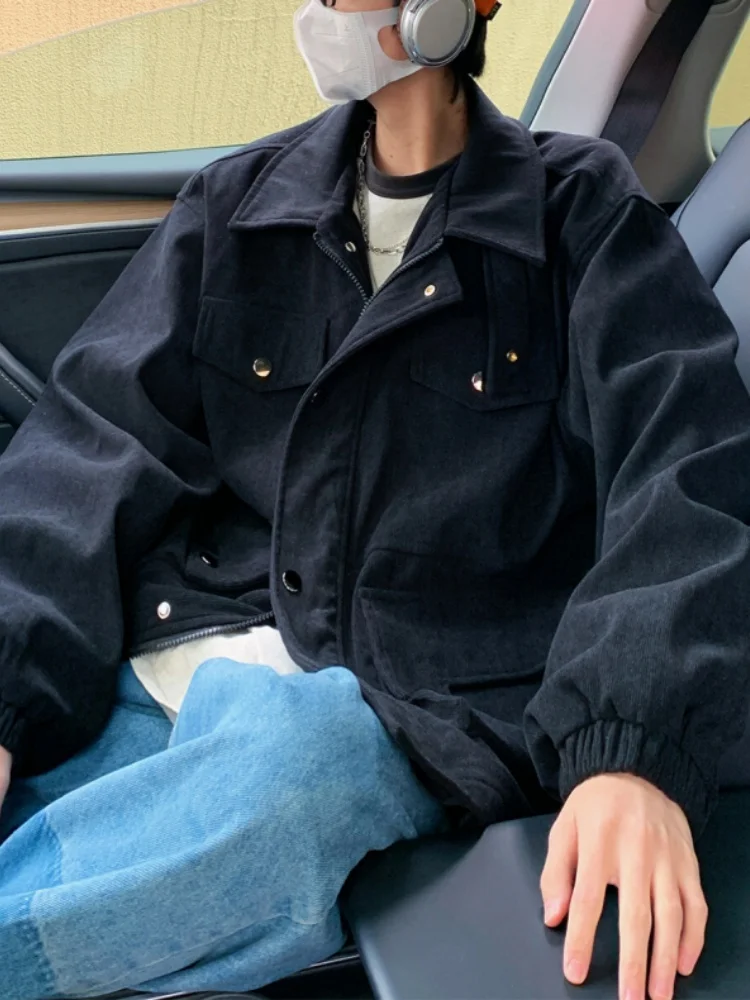 

Ретро-японская вельветовая куртка для мужчин: весенне-осенняя, свободного кроя, с воротником, в рабочем стиле, повседневная, для подростков, ветрозащитная