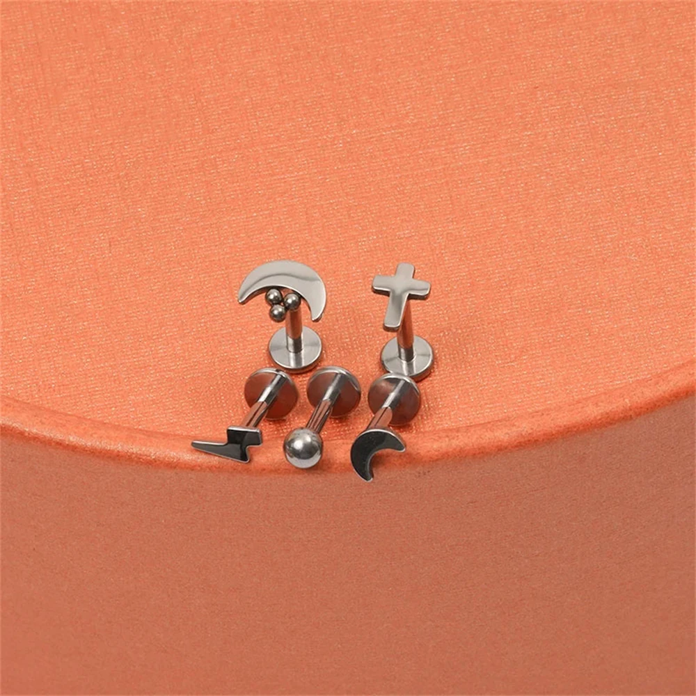 5 pz/lotto Lover Gift ASTM F136 Titanium 16G cartilagine Tragus orecchini Ear Lip Helix Studs lingua Nail Body Piercing Jewelry