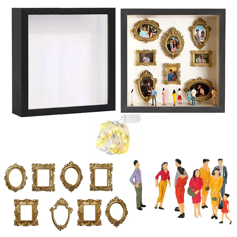 DIY Cat Silhouette Museum Box, LED Light Photo Display Case
