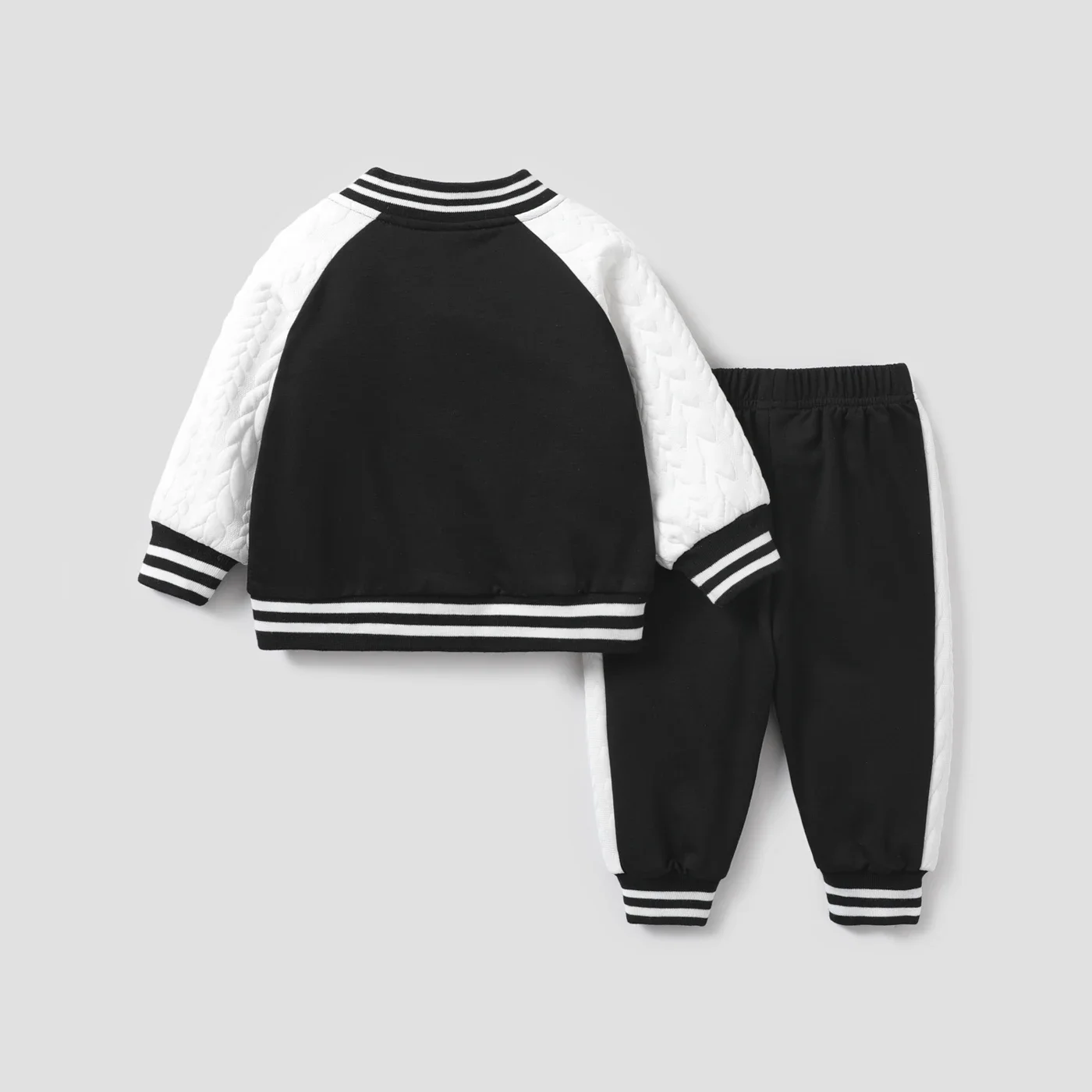 PatPat 2pcs Baby Boy Sporty Letter Long-sleeve Set Soft and Comfortable  Perfect for Outings and Daily Wear Basic Style