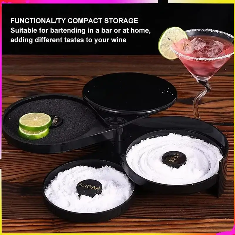 M04K Bar Wine Accessories,3-Layer Rotating Cocktail Seasoning Box, Mixed Salt And Sugar Box, Bar Bartender Mixer Toolbox