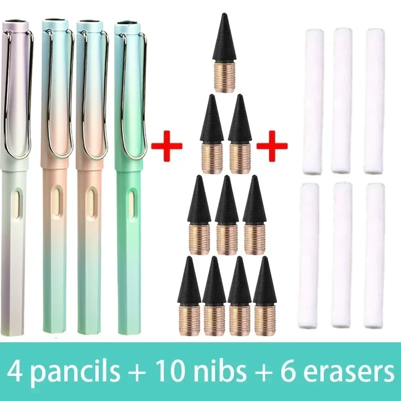 

20pcs/Set Infinity Pencils No Sharpening With Nib Eraser Eternity Pencils Kawaii Unlimited Pen Office School Supplies Stationery