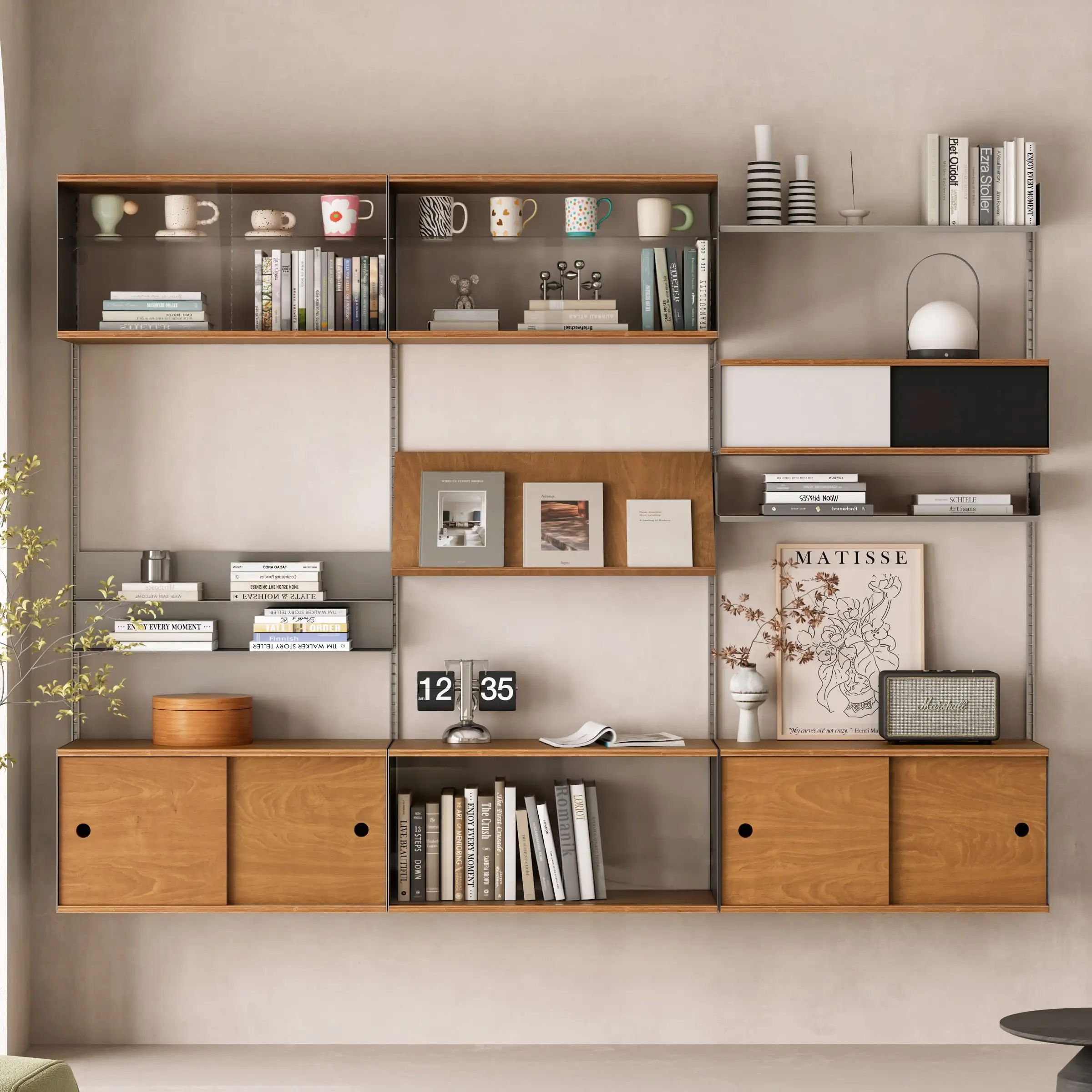 

Customizable wall rack birch simple multi-layer storage rack wall locker display stand living room TV cabinet