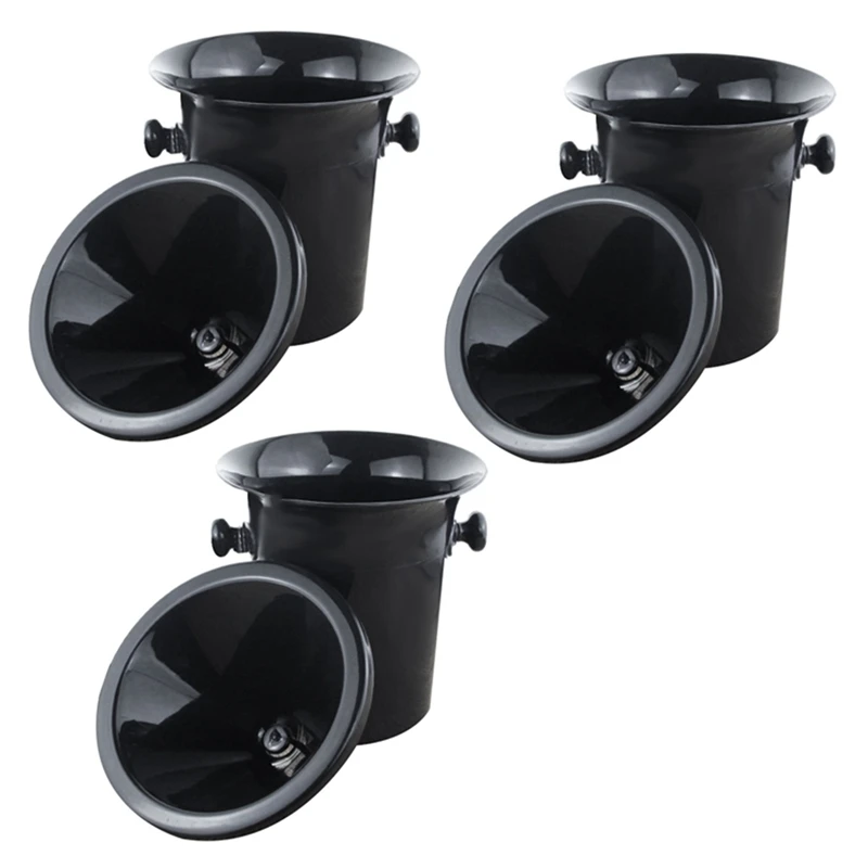 

3X Wine Dump Black Plastic Wine Spittoon - Standard Size With Black Funnel Champagne Bucket