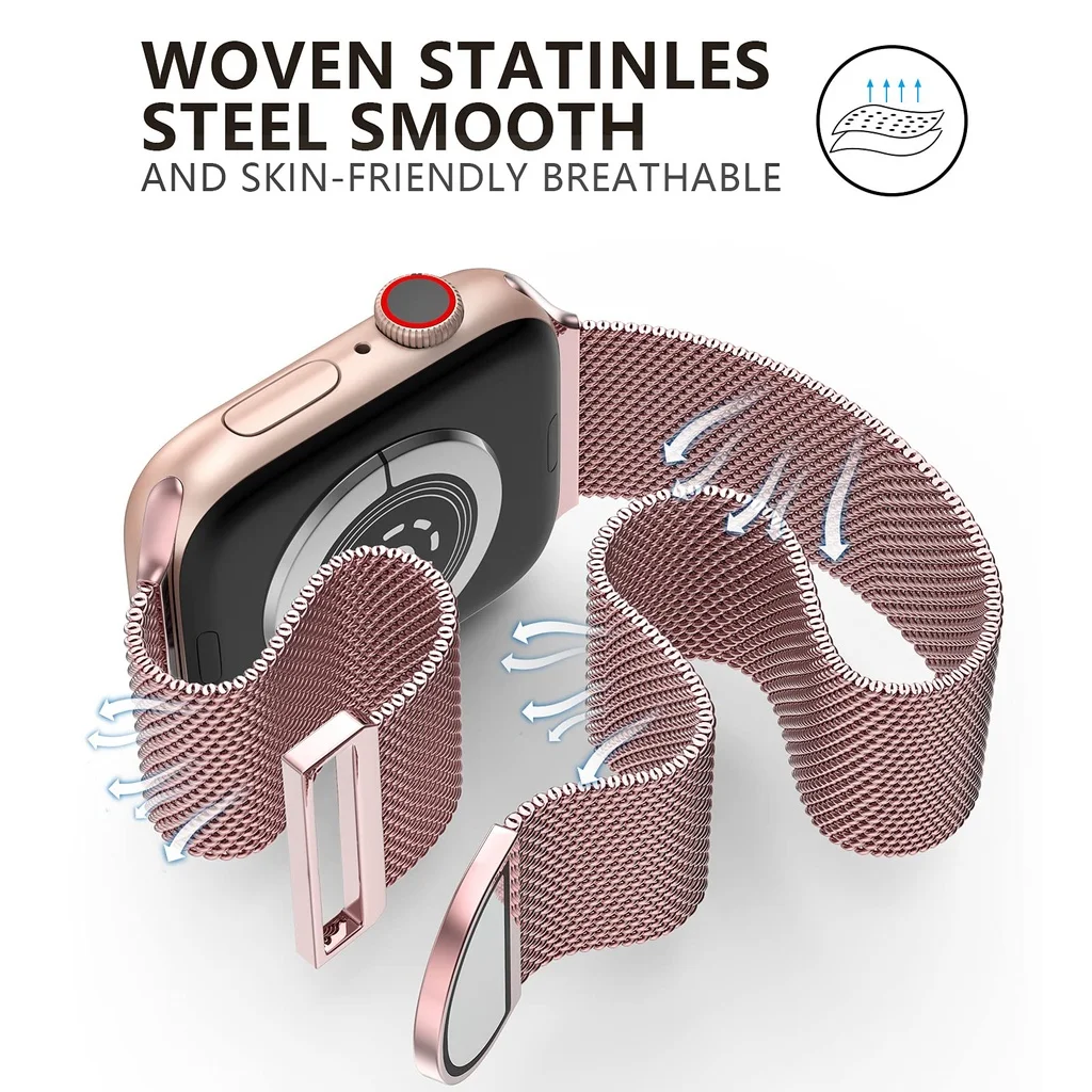 Cinturino ad anello milanese in metallo per Apple Watch Ultra Band 49mm 42mm 44mm 45mm 41mm Maglia in acciaio magnetica iWatch serie 9/8/7/6/5/4/3/SE