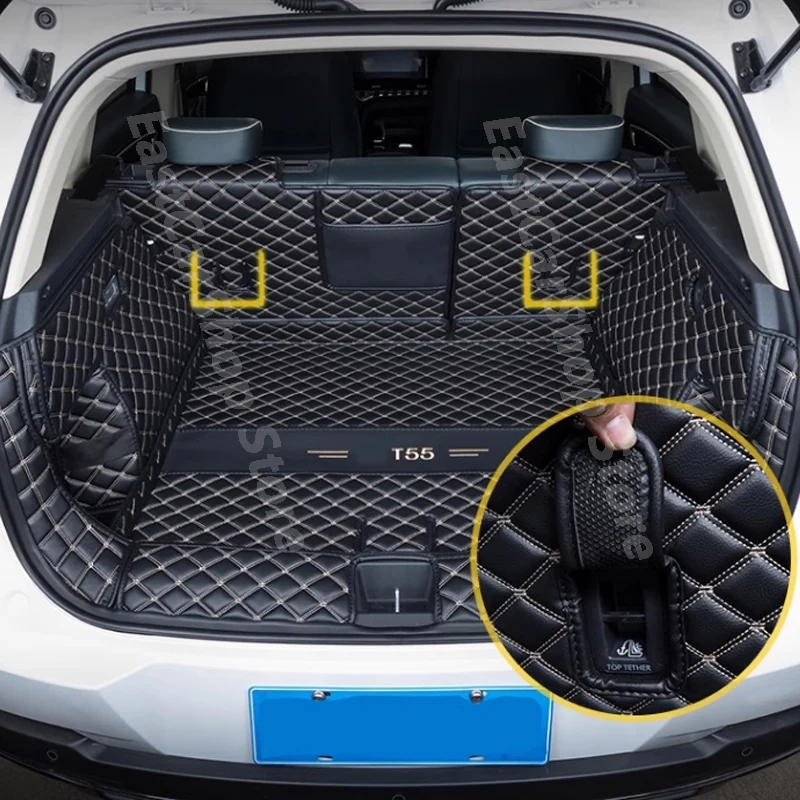 

For Bestune T55 2022 2023 Car Leather Trunk Mat Boot Liner Tray Car Rear Trunk Cargo Protective Waterproof Mat Accessories