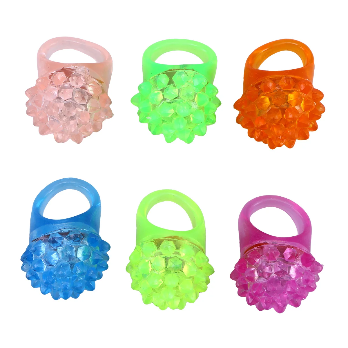 12pcs LED Strawberry Finger Lights Flashing Colorful Jelly Rings Light Up Toys for Parties Raves (Random Color)