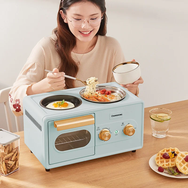 Household small breakfast machine multifunctional oven 3-in-1 toast electric cooker one machine multi-purpose fast cooking