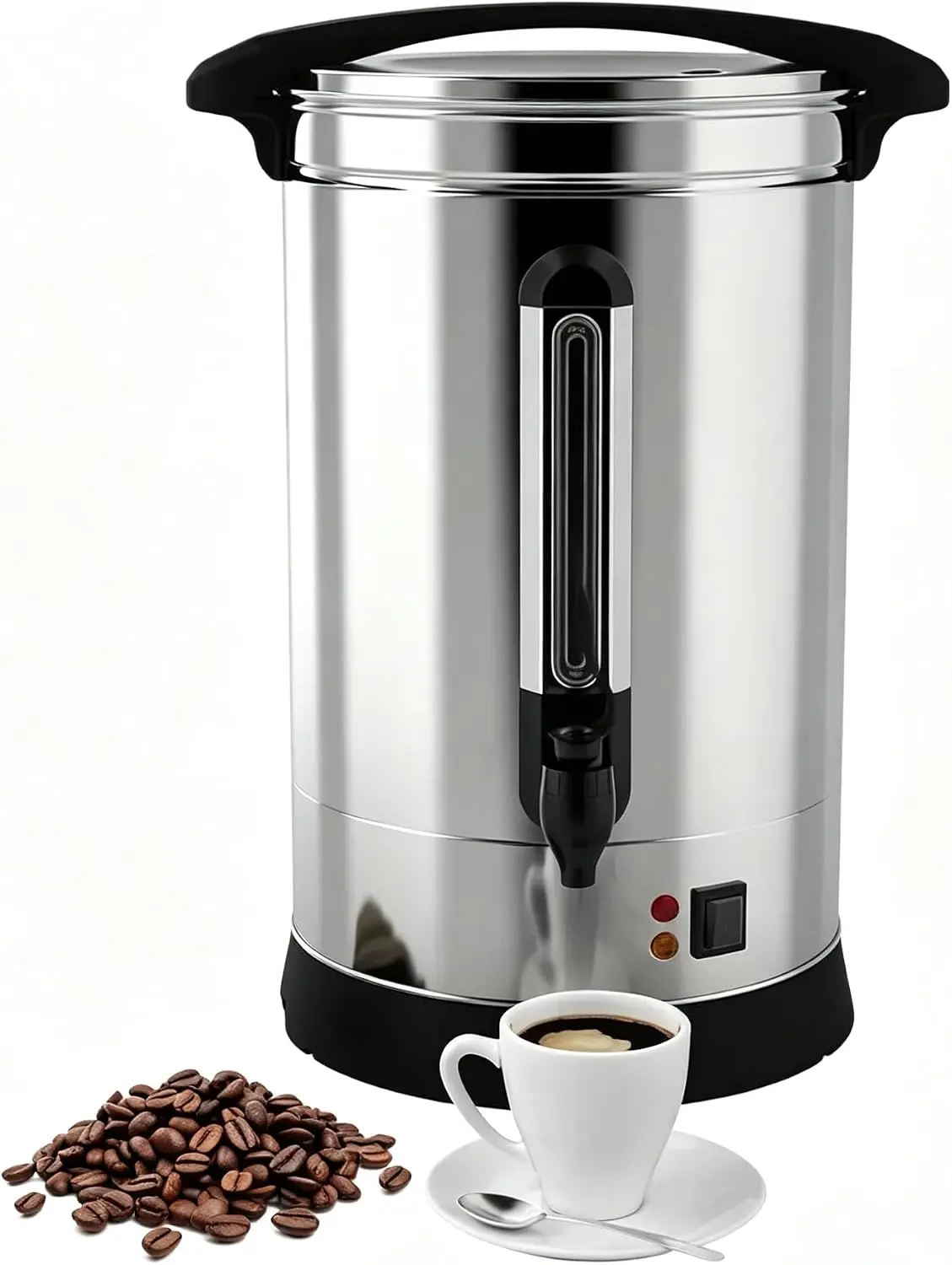 Tacleekii 14L 18L Commercial Coffee Urn Percolator Coffee Pot 100 Cups/120 Cups Hot Water Urn Large Hot Beverage Dispenser Stainless Steel Design for Party Buffet Catering