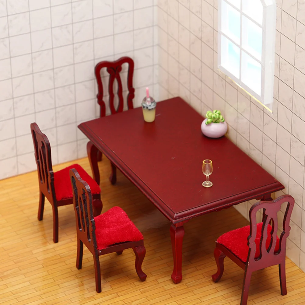 

1 set Wooden Mini Chair Set Toy Miniature Furniture Table Miniature Furniture Accessories for Dollhouse Kids Room Decor