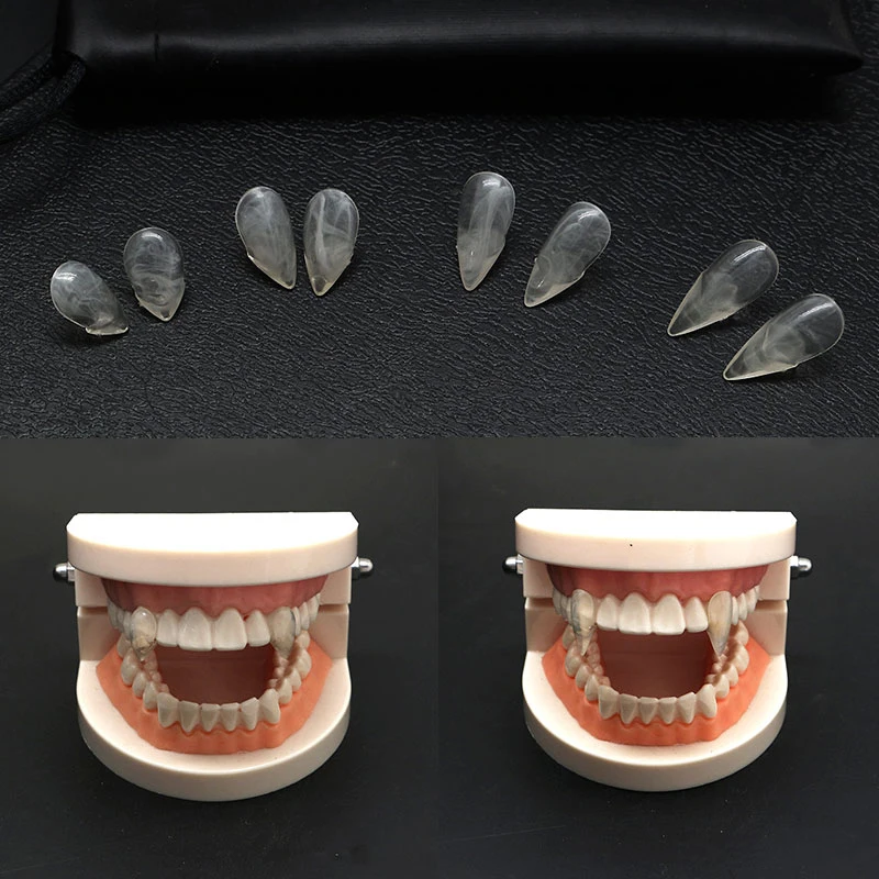 1 Pair Vampire Teeth Fangs Dentures Props Halloween Costume Props False Teeth Solid Glue Denture Adhesive Halloween Party Decor