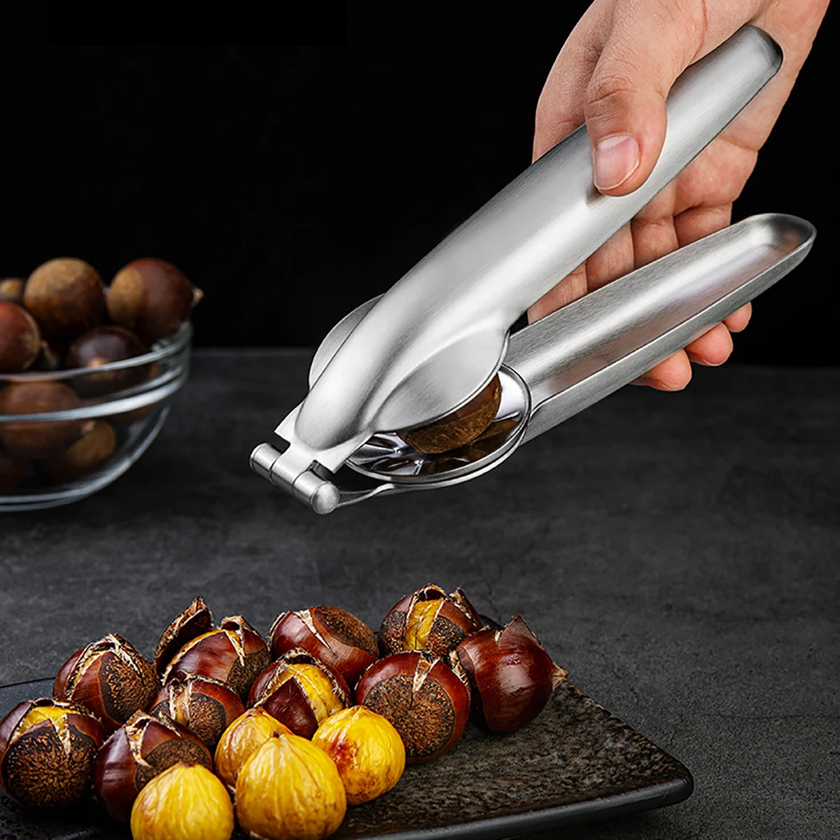 Stainless Steel Walnut Chestnut Sheller Clip Nut Punch Cracker Products Macadamia Nutcracker Opener Tool Kitchen Accessories