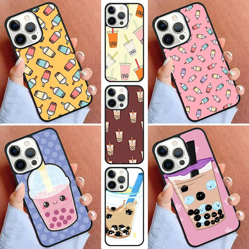 Boba Milk Tea Phone Case For iPhone 16 15 14 Pro 11 13 12 Mini Max SE 2020 6s 7 8 Plus Cover Capa