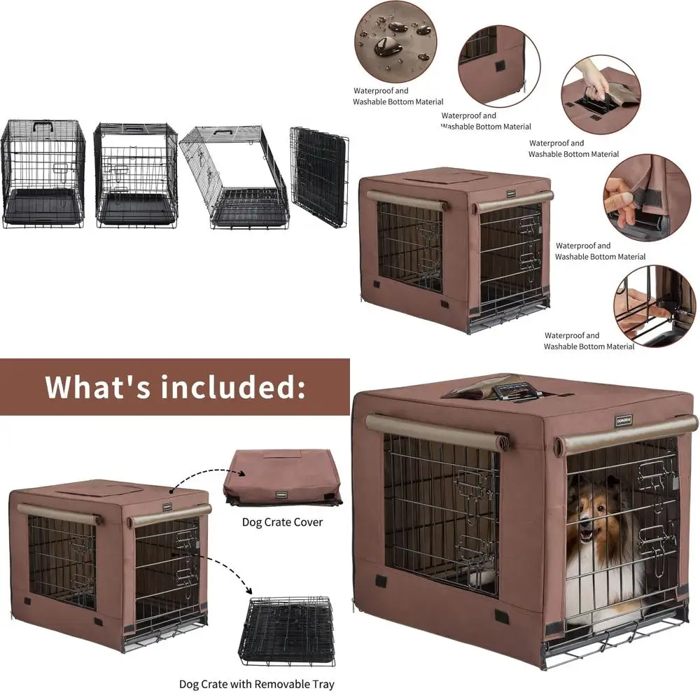 

Складные металлические вольеры для маленьких собак, комнатные будки и домики с двойной дверью, подходят для щенков и кошек, коричневые, 24 дюйма (длина) x 1 фут (ширина)