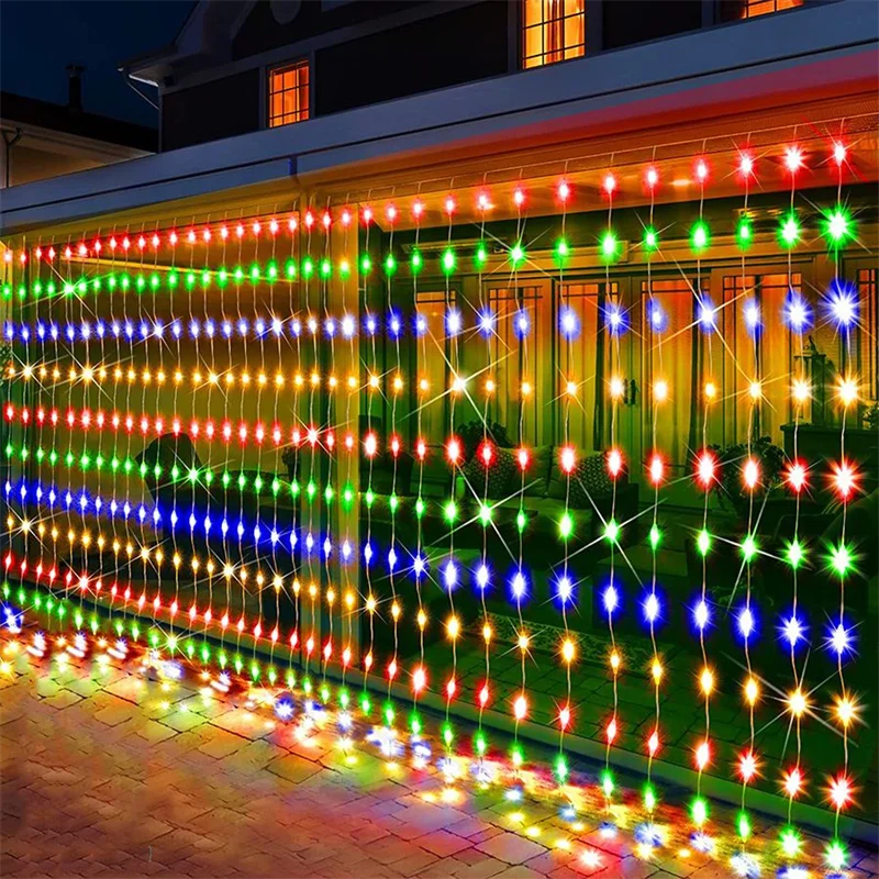 أضواء LED الشمسية الستار سلسلة أضواء أضواء في الهواء الطلق الجنية أضواء عيد الميلاد غرفة الزفاف زينة 2025 عيد الميلاد الديكور #3
