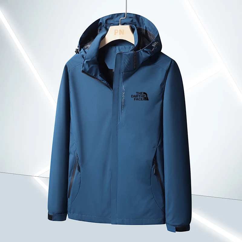 Chaqueta a prueba de viento para exteriores para hombre, cortavientos con capucha y cremallera, abrigo cálido impermeable para montañismo y bicicleta, primavera y otoño