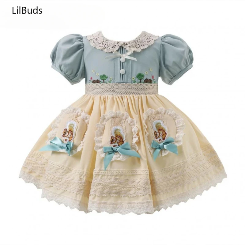 2024 Children Princess Lolita Clothes Girls Cartoon Mori Style Short-sleeved Outfit Summer Dress Matching New Stylish Costumes