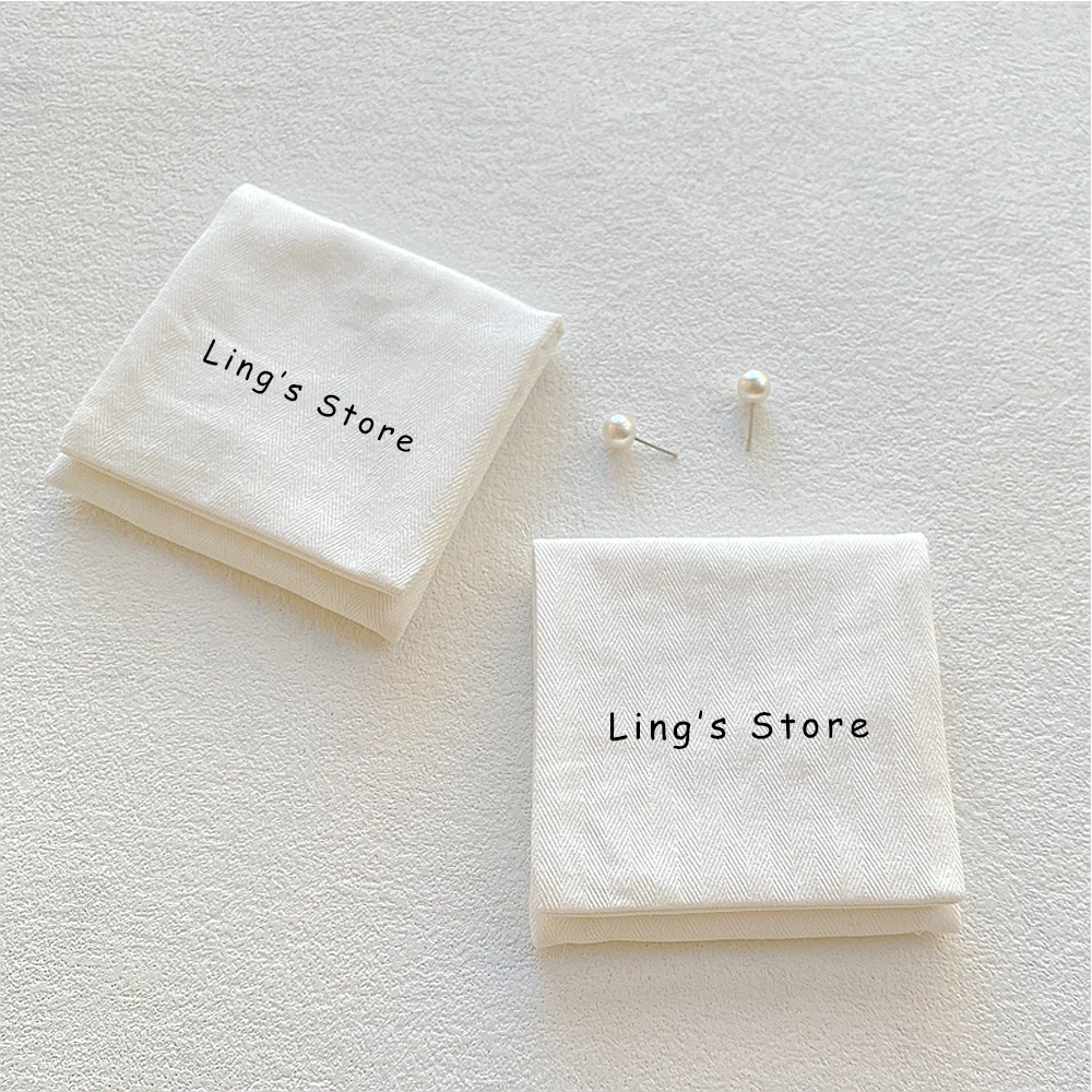 

Custom Logo White Cotton Jewelry Flap Bag Muslin Canvas Gift Packaging Ring Earrings Stud Bracelet Perfume Sachet Wedding Favors