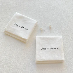 Custom Logo White Cotton Jewelry Flap Bag Muslin Canvas Gift Packaging Ring Earrings Stud Bracelet Perfume Sachet Wedding Favors