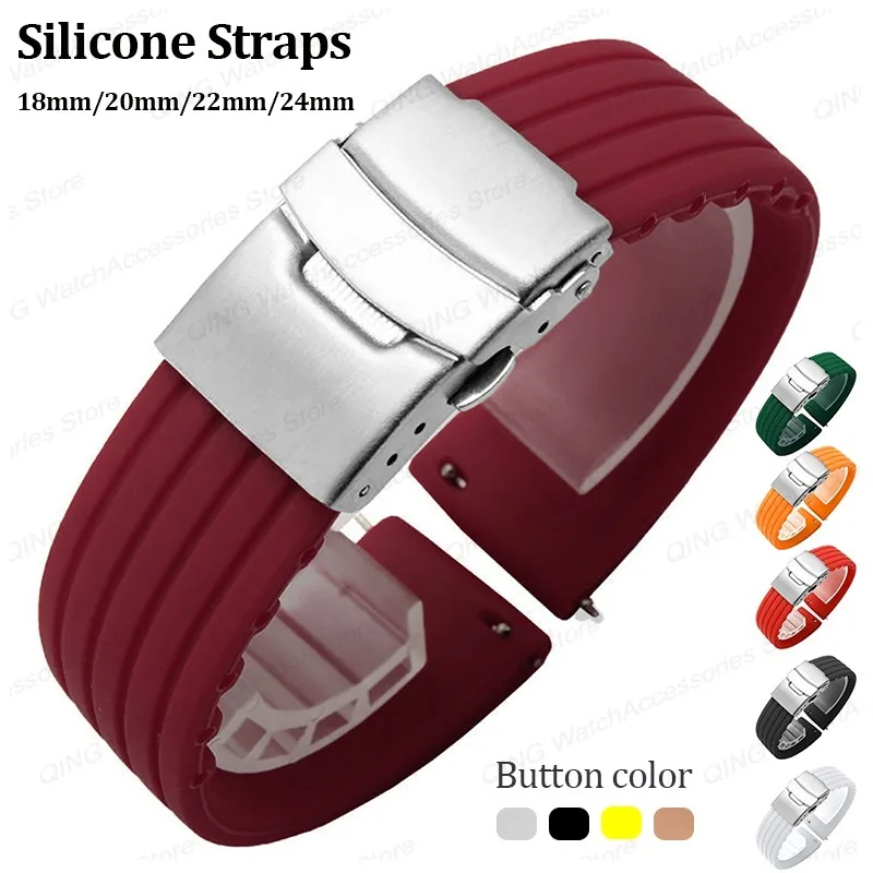 Silicone Straps 18mm/20mm/22mm/24mm Rubber Watchband Quick Release Bracelets for Samsung Galaxy Watch3/4/5/6 Universal Wristbelt