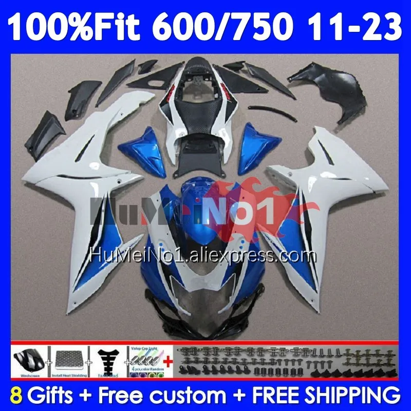 Fairing For SUZUKI GSXR750 K11 White blue GSXR 600 750 107No.84 GSXR600 2011 2012 2013 2014 2015 2016 2017 18 19 20 21 22 23 24