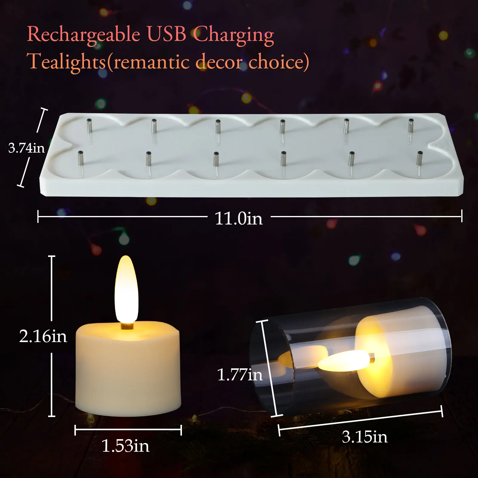 FPOO وامض عديمة اللهب مصباح شمعة قابلة للشحن LED ضوء شمعة الموقت أضواء الشاي مع أكواب سوداء لشمعة الديكور المنزل