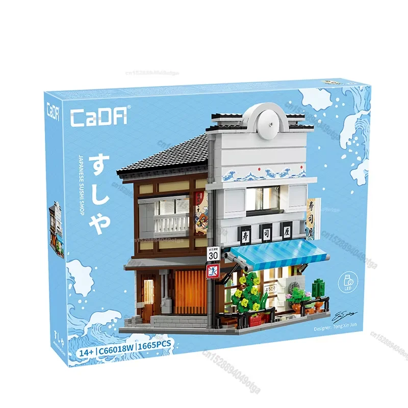Cada MOC Tong Xin Jun Stad LED Japanse Sushi Huis Architectuur Bouwstenen Vrienden Winkel Cijfers Bricks Speelgoed Kids Gift
