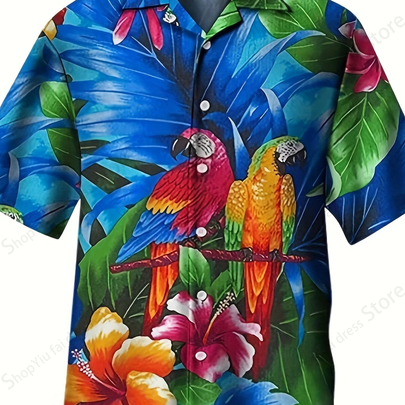 Camisa hawaiana de manga corta con estampado 3d de loro para hombre, Camisa informal de playa, ropa de Cuba, envío gratis
