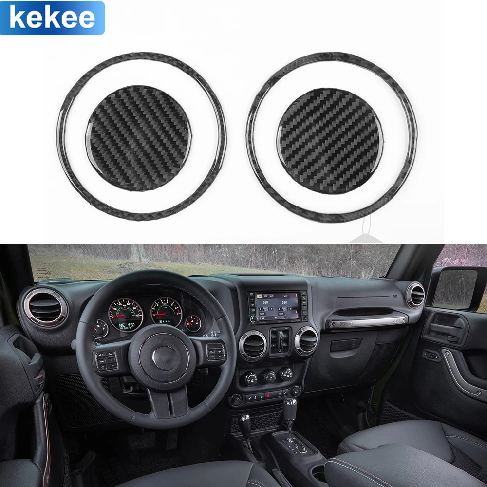 

For Jeep Wrangler JK 2011-2017 Dashboard Side Air Outlet Cover Trim Real Carbon Fiber Stickers Car Interior Moulding Accessories