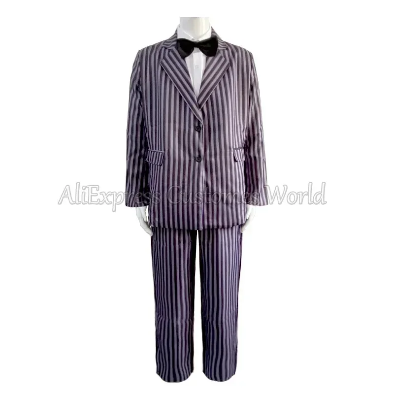 Film Mercoledì Cos Gomez Addams Costumi Cosplay Per Uomo Donna Vestito Anime Gioco di ruolo Promenade di famiglia Abiti uniformi Vestito di carnevale