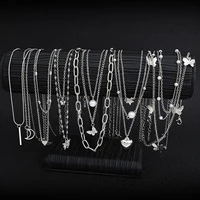 13Pcs/Set Simple Temperament Necklace Set Butterfly Pearl Heart Star Zircon Silver Color Necklace for Women Fashion Jewelry Gift - Image 2