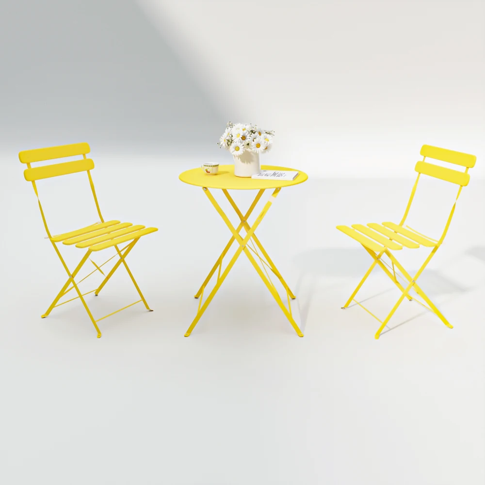 

3 Pieces Patio Bistro Balcony Metail Chair Table Set-Gray outdoor furniture set patio table and chairs sets silla plegable