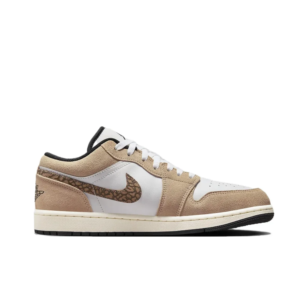 Nike Air Jordan 1 Low Mens Low Top Basketball Shoes Trendy Fashion Sneakers Wear-resistant Slip-resistant White Brown Colorway