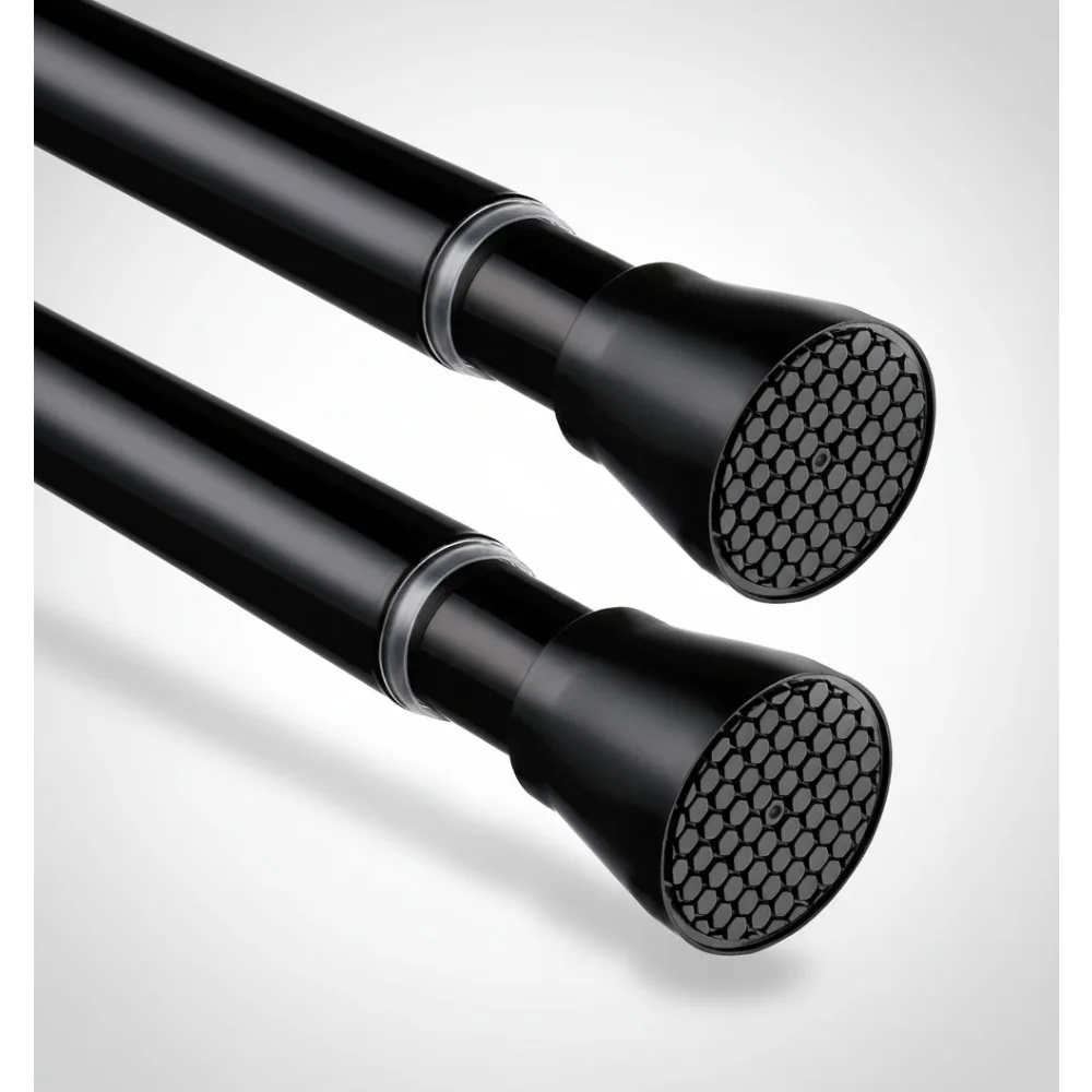 

2 Pack Black Spring Tension Shower Curtain Rod 45-77 Inch No Drill for Bathroom Kitchen Closet