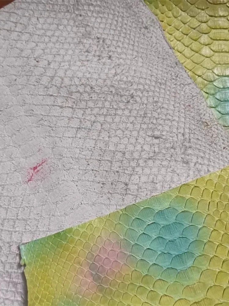 Handmade Printed Colorful Snake Skin Material Wallet DIY Accessory New Soft Genuine Leather Leathercraft Material Piece