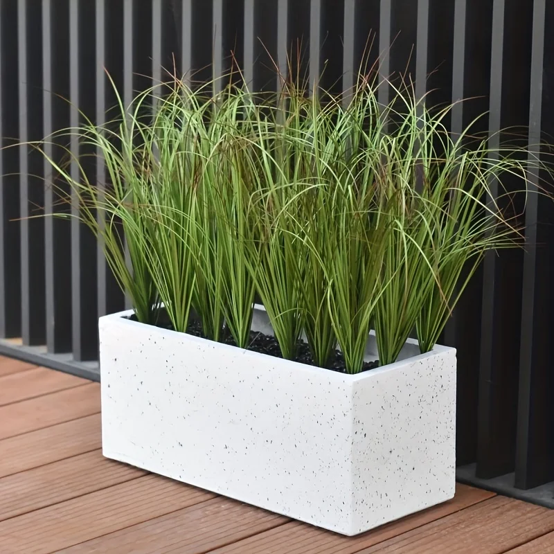 12 Stück Künstliches Grünes Zwiebelgras 40/70cm UV-Beständige Kunstpflanzen für Innen/Außen Garten Rasen Dekorationen – Detail 5