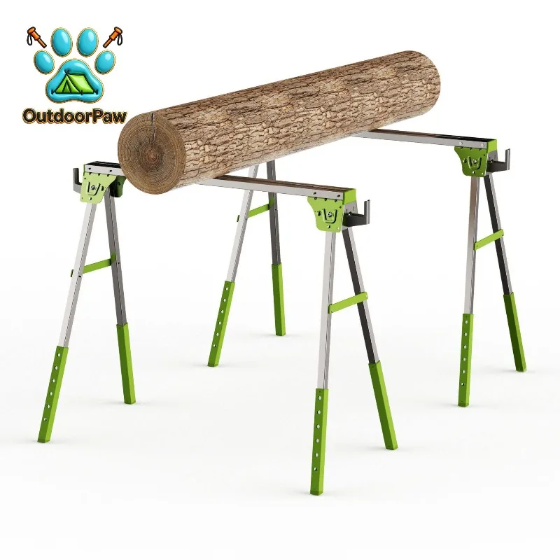 Foldable metal saw frame, saw horse load-bearing 1200KG multi-functional iron portable workbench