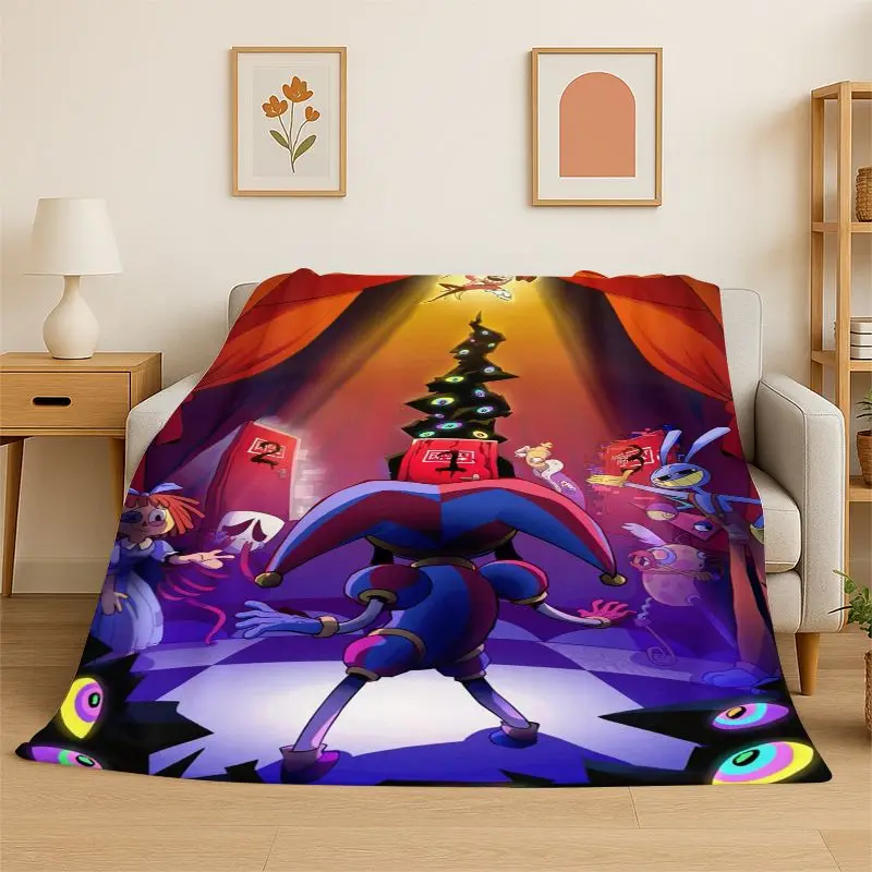 Cartoon Amizing Digtal Circus Pomni Soft Flannel Throw Blanket,Cozy Blanket for Bed,Couch,Sofa,Bedroom,Living Room,Picnic